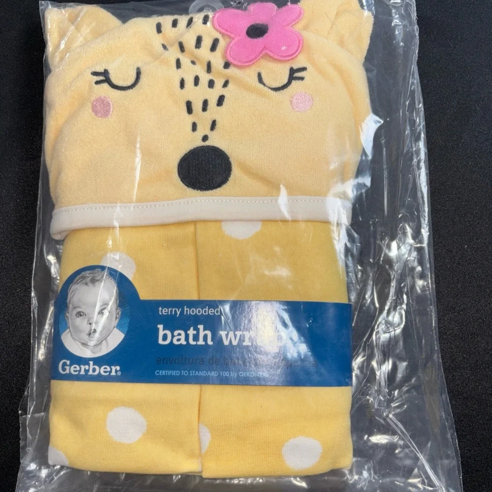 Bath Towel Wrap Gerber Baby Fox Trey Hooded‎ Oslo-Tex 22”x33” New